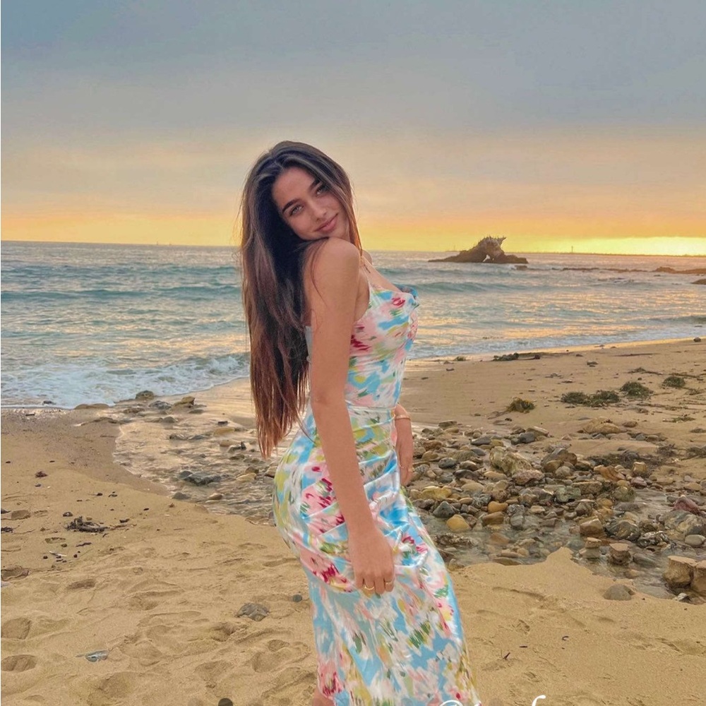 Floral Multicolor Ruched Slip Dress - Picture 2 of 6